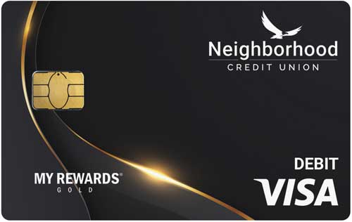 Image of a Neighborhood CU My Rewards Gold Debit Card